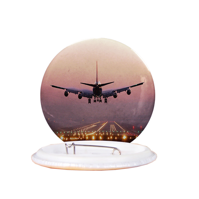 Landing Boeing 747 During Sunset Designed Pins