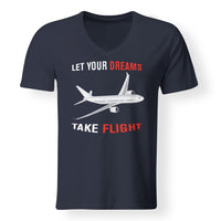 Thumbnail for Let Your Dreams Take Flight Designed V-Neck T-Shirts