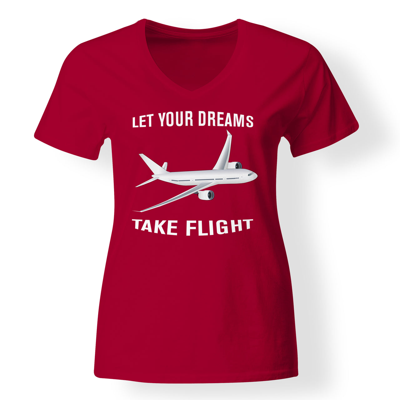 Let Your Dreams Take Flight Designed V-Neck T-Shirts