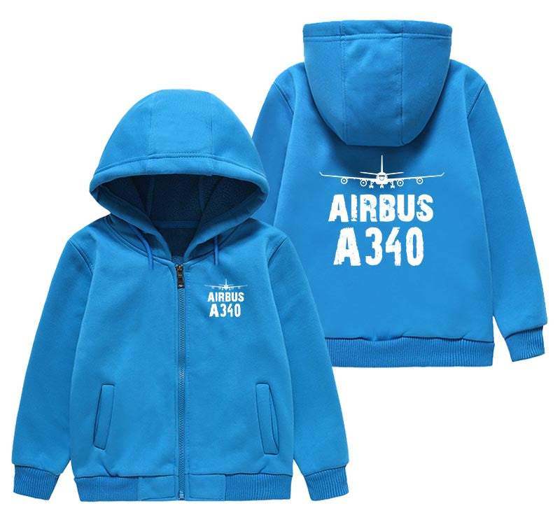 Airbus A340 & Plane Designed "CHILDREN" Zipped Hoodies