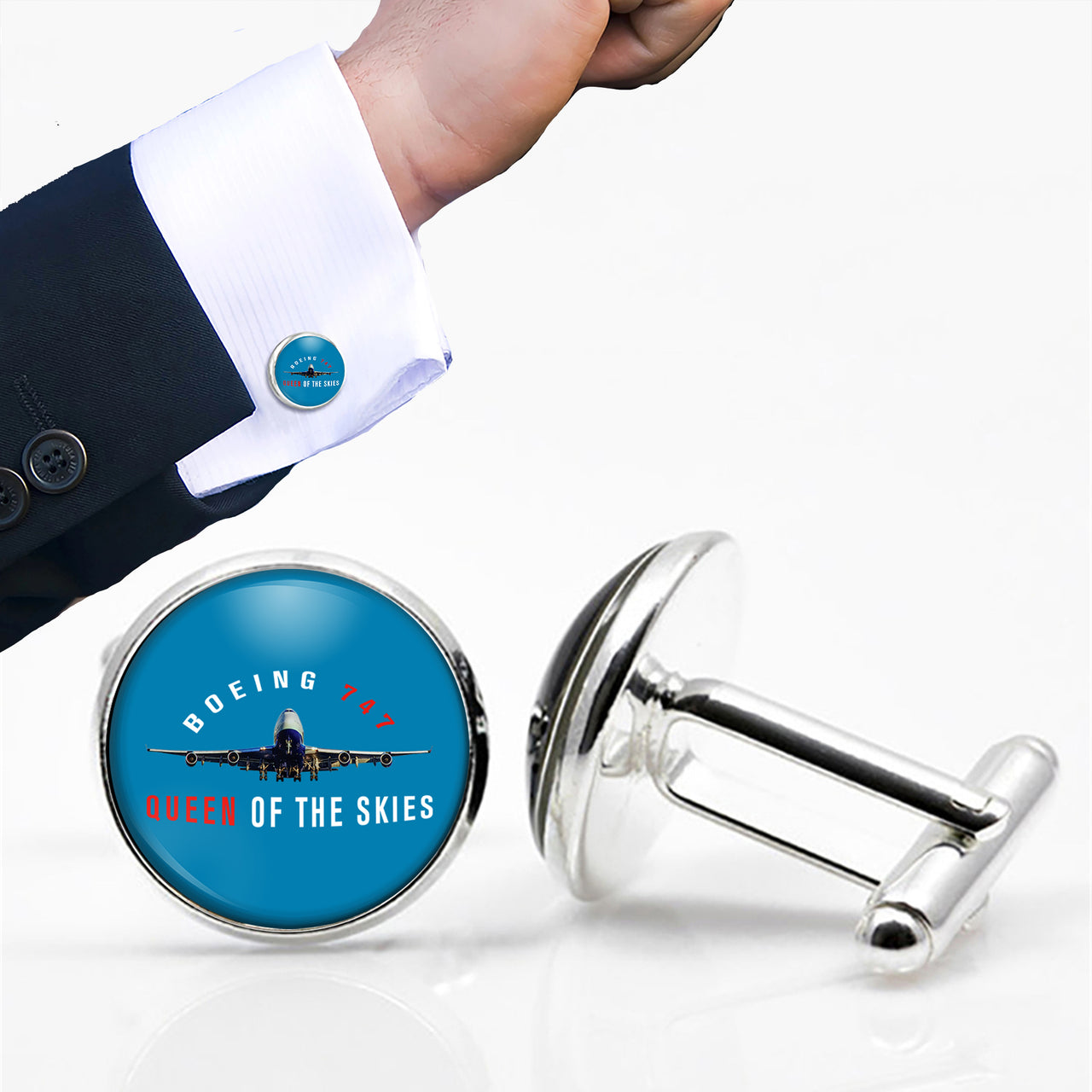 Boeing 747 Queen of the Skies Designed Cuff Links