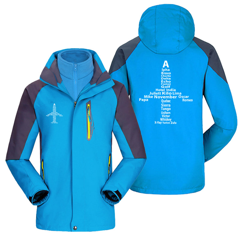 Airplane Shape Aviation Alphabet Designed Thick Skiing Jackets