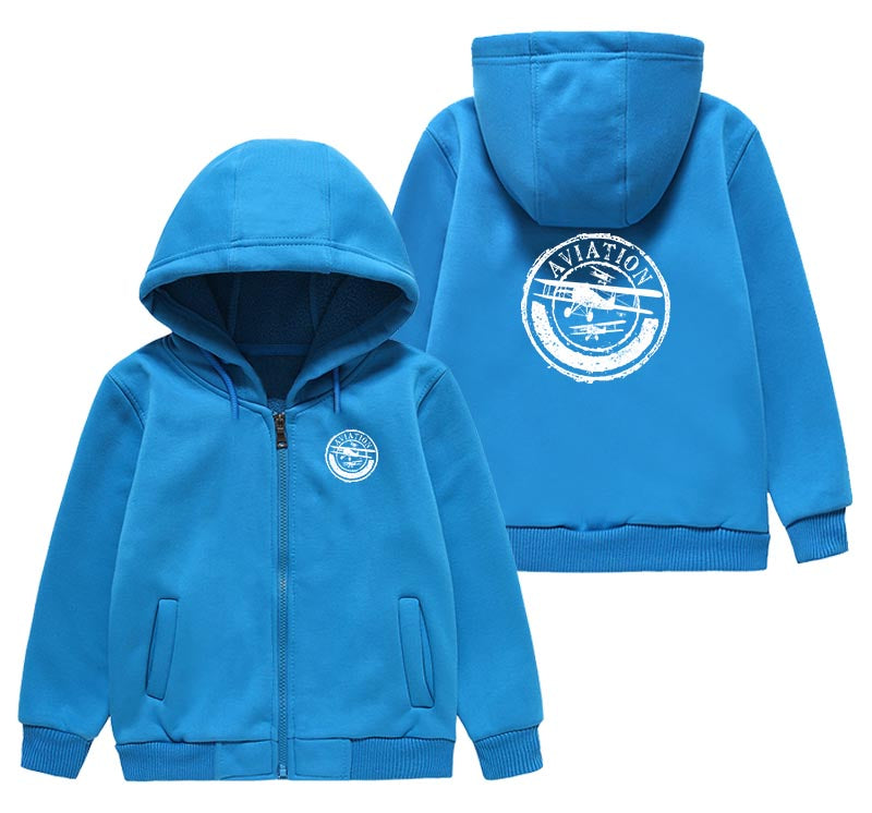 Aviation Lovers Designed "CHILDREN" Zipped Hoodies