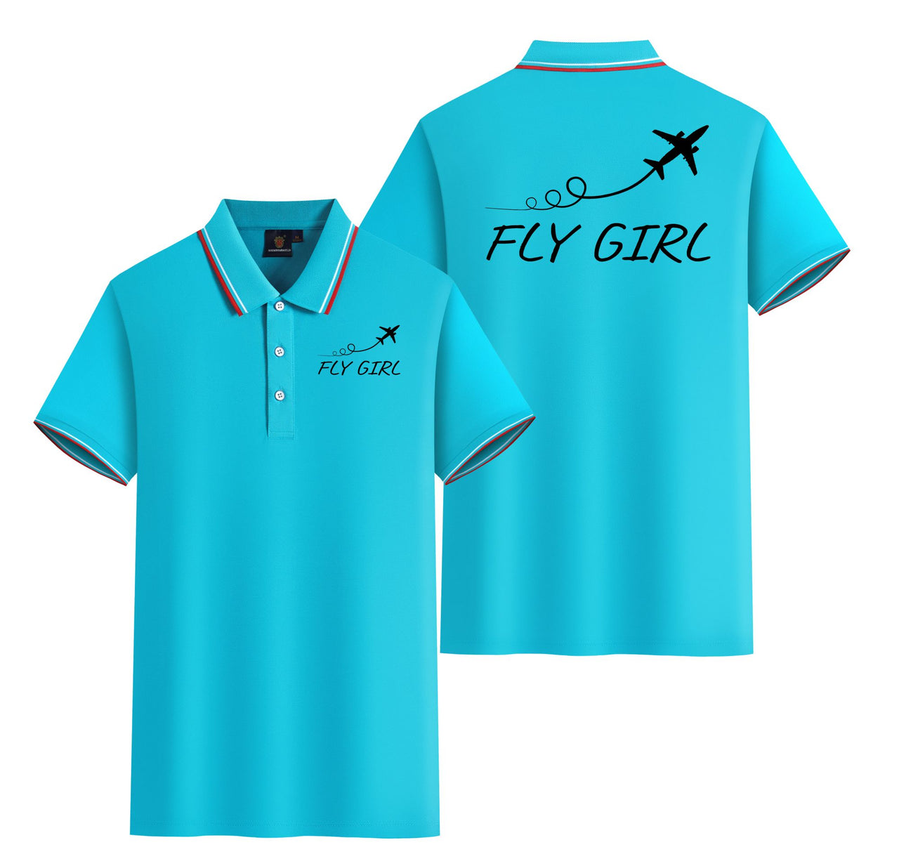 Just Fly It & Fly Girl Designed Stylish Polo T-Shirts (Double-Side)