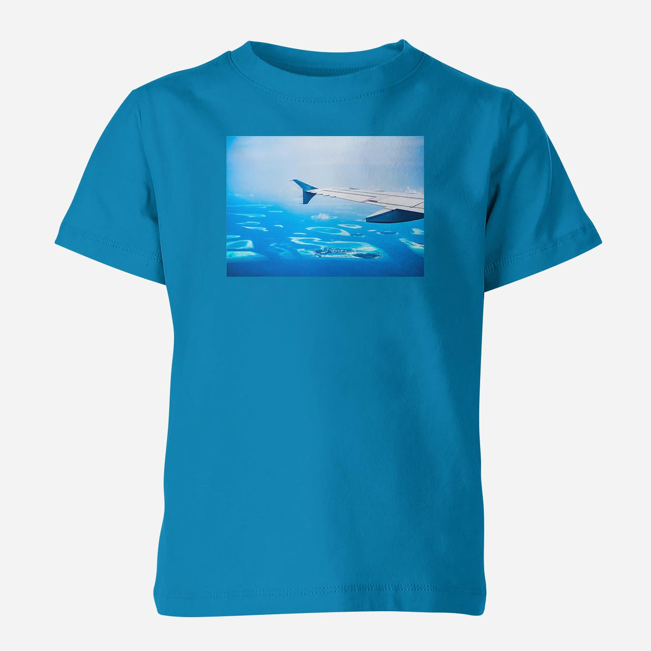 Outstanding View Through Airplane Wing Designed Children T-Shirts