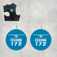 Thumbnail for Cessna 172 & Plane Designed Wooden Drop Earrings