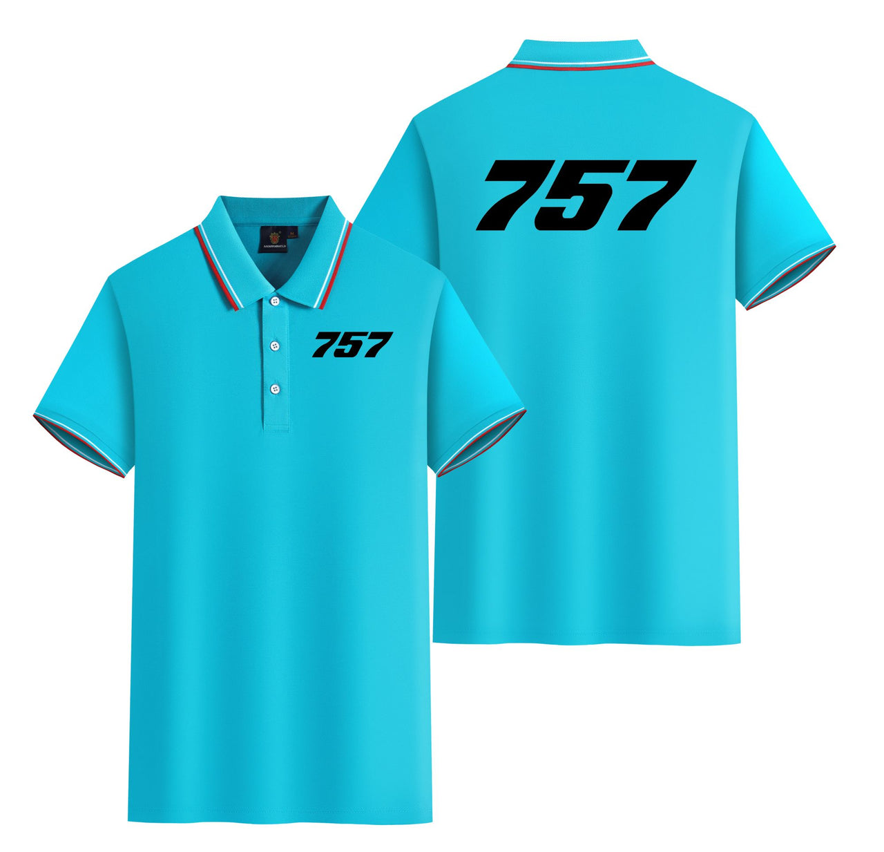 757 Flat Text Designed Stylish Polo T-Shirts (Double-Side)