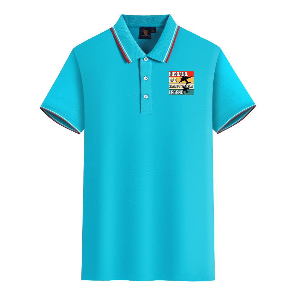 Husband & Dad & Aircraft Mechanic & Legend Designed Stylish Polo T-Shirts