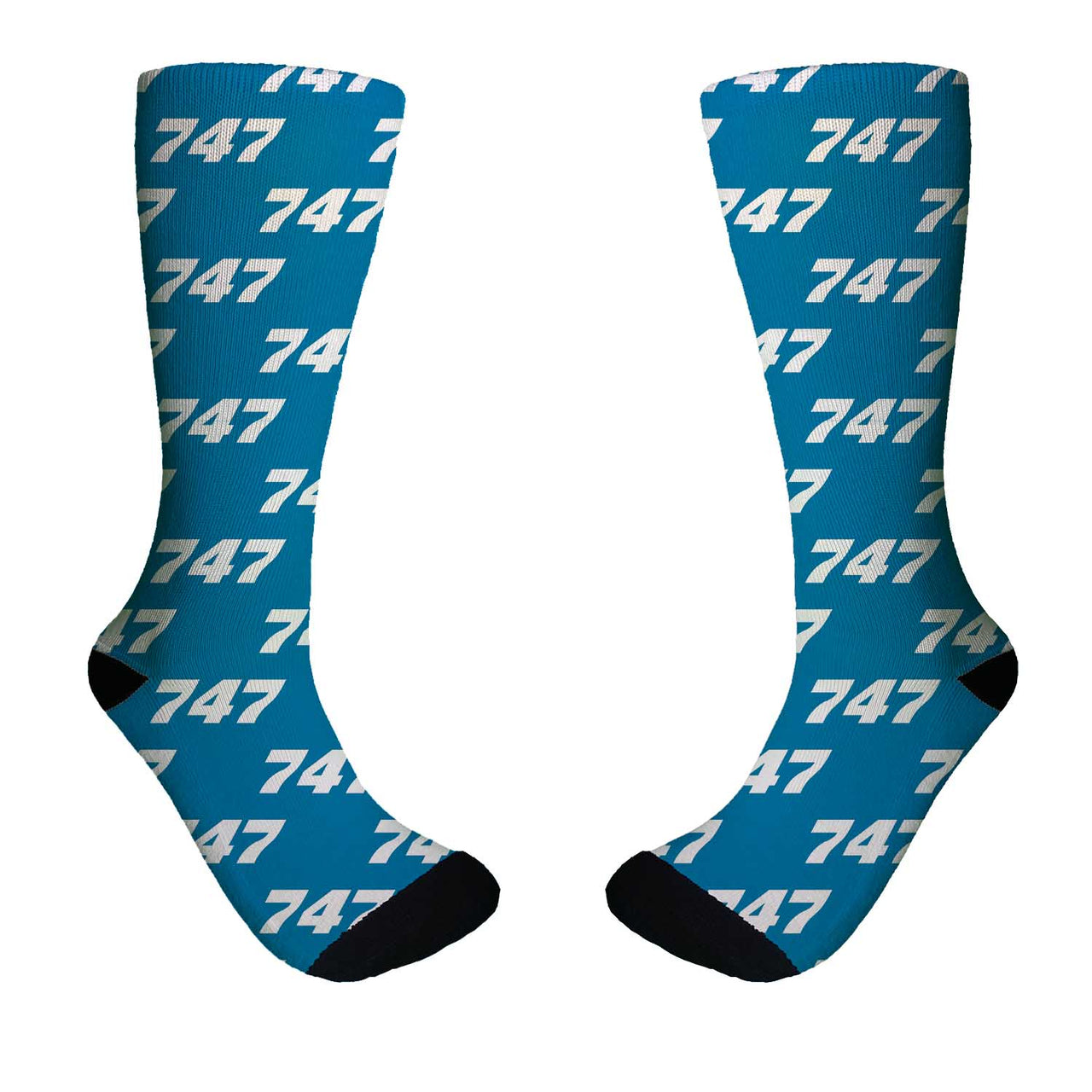 747 Flat Text Designed Socks