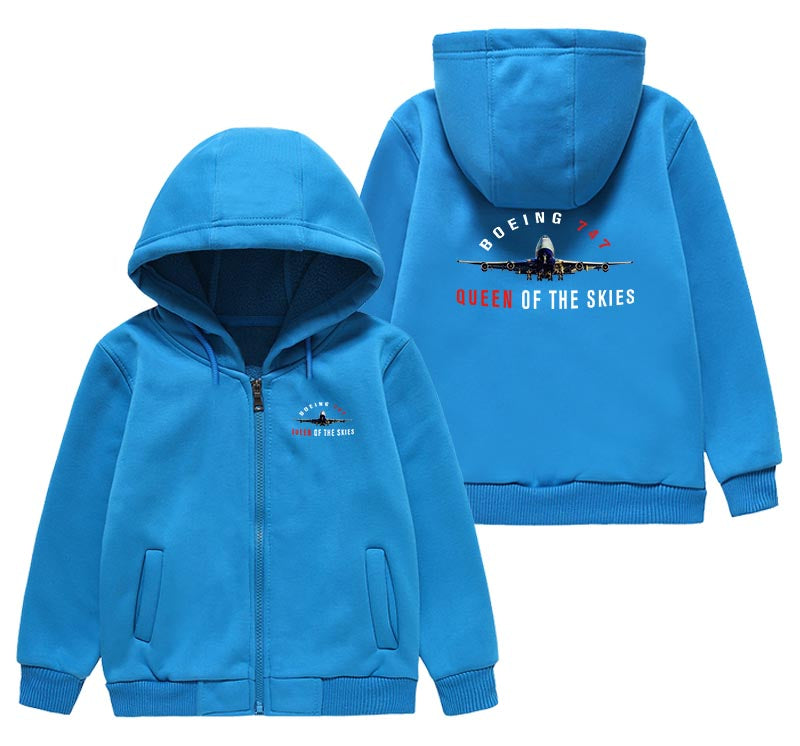 Boeing 747 Queen of the Skies Designed "CHILDREN" Zipped Hoodies