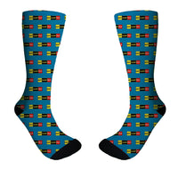 Thumbnail for Eat Sleep Fly (Colourful) Designed Socks