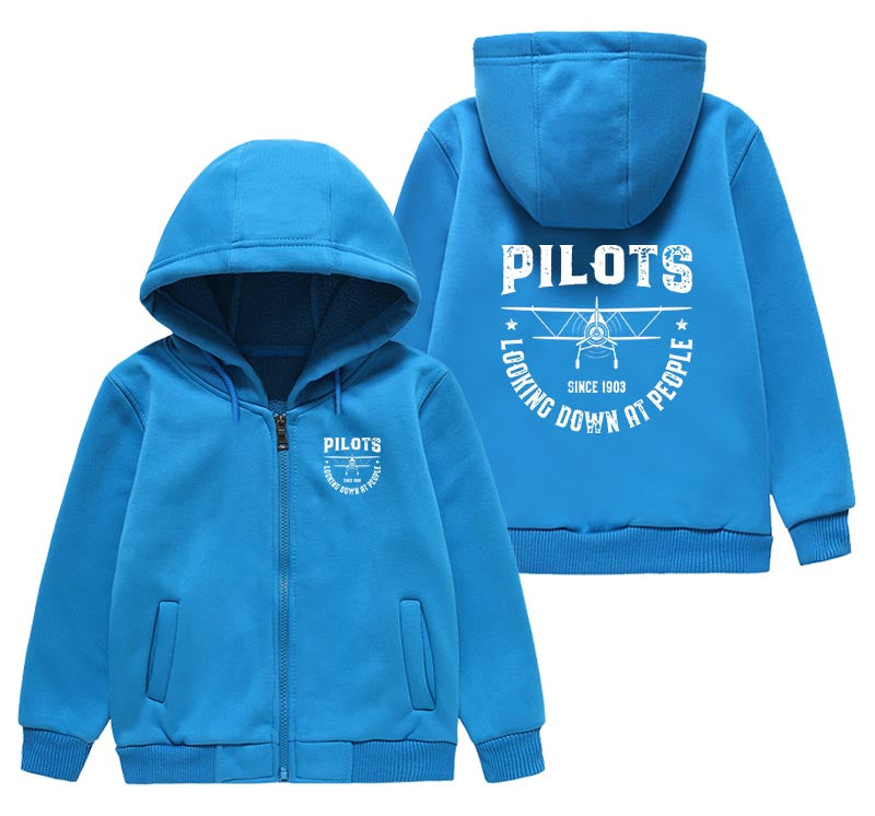 Pilots Looking Down at People Since 1903 Designed "CHILDREN" Zipped Hoodies