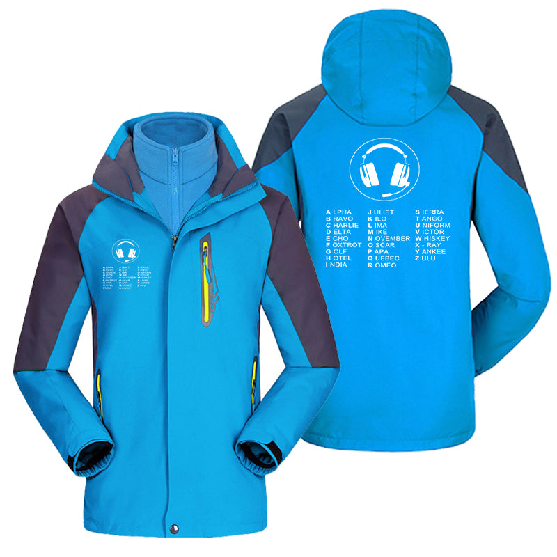 Aviation Alphabet 3 Designed Thick Skiing Jackets