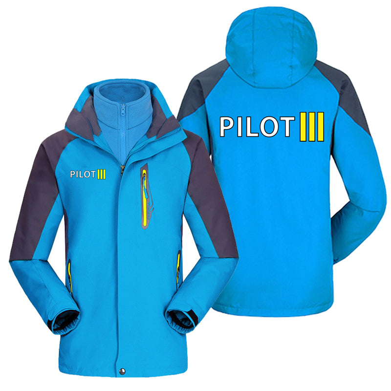 Pilot & Stripes (3 Lines) Designed Thick Skiing Jackets