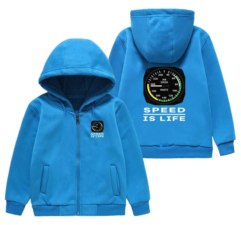 Speed Is Life Designed "CHILDREN" Zipped Hoodies