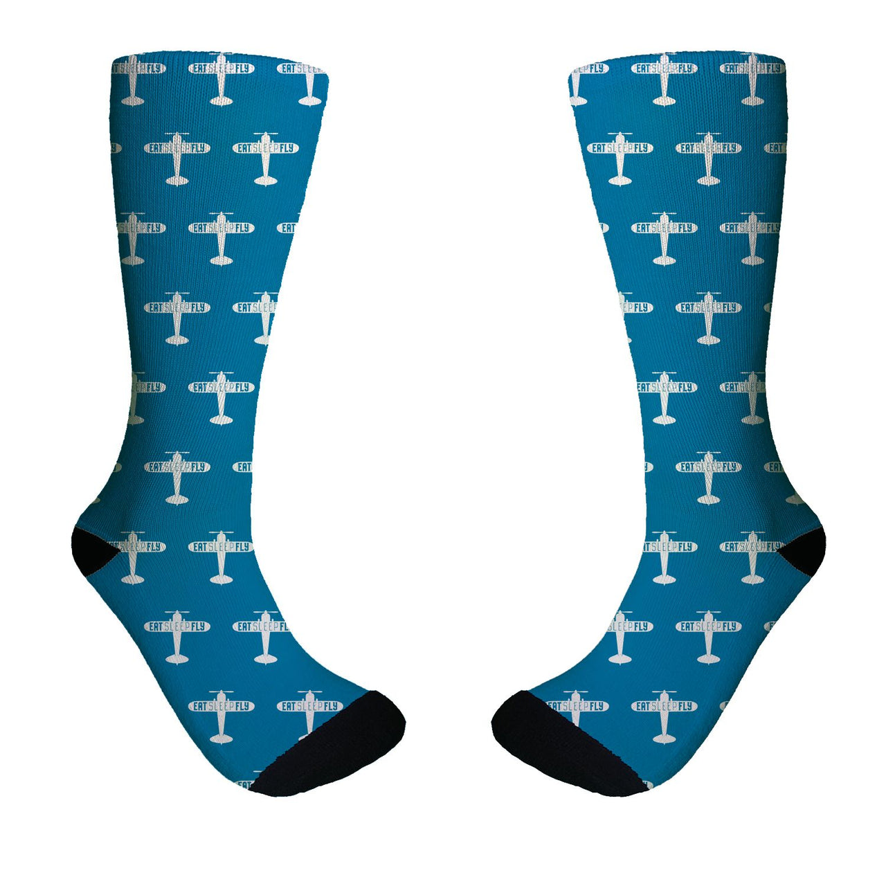 Eat Sleep Fly & Propeller Designed Socks