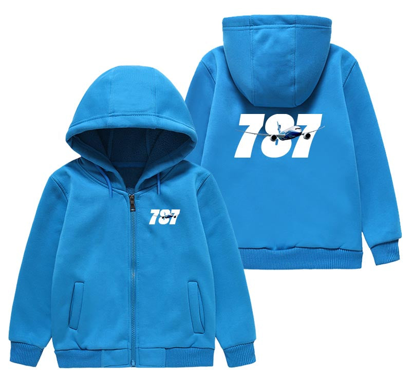 Super Boeing 787 Designed "CHILDREN" Zipped Hoodies