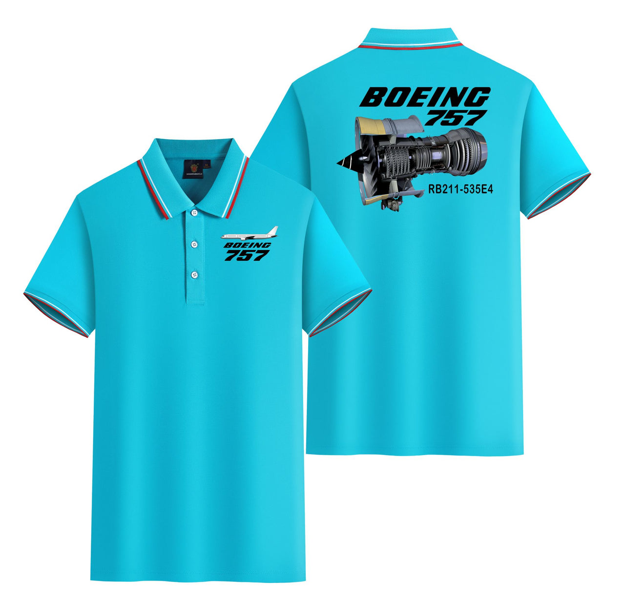 Boeing 757 & Rolls Royce Engine (RB211) Designed Stylish Polo T-Shirts (Double-Side)