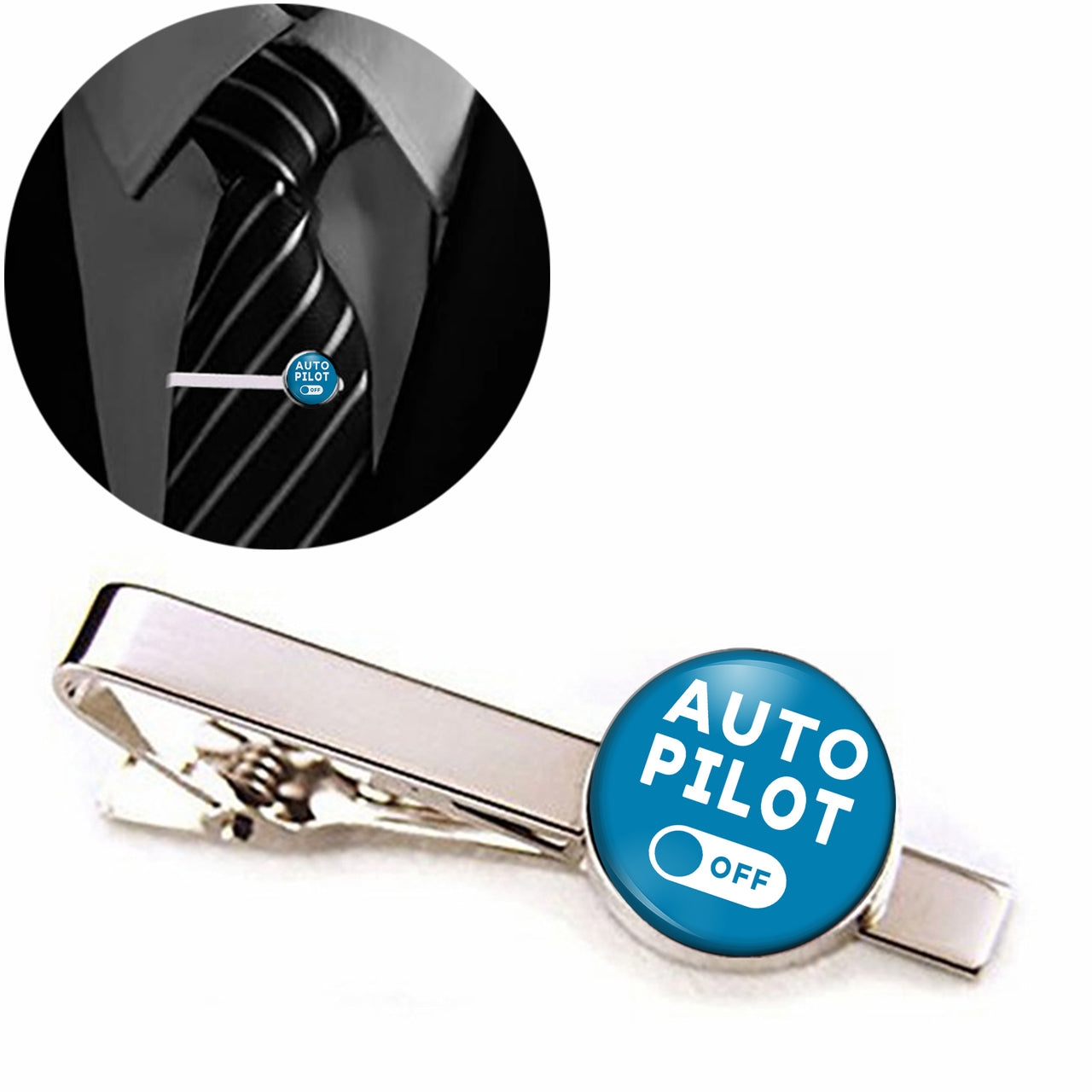 Auto Pilot Off Designed Tie Clips