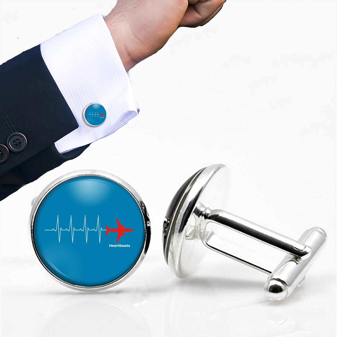 Aviation Heartbeats Designed Cuff Links