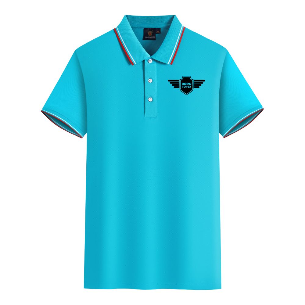 Born To Fly & Badge Designed Stylish Polo T-Shirts