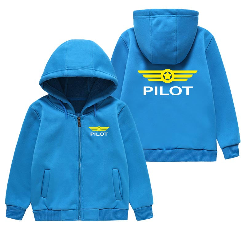 Pilot & Badge Designed "CHILDREN" Zipped Hoodies