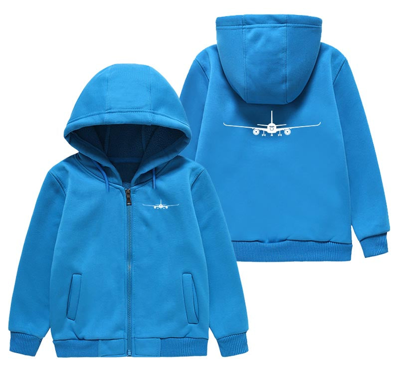 Airbus A350 Silhouette Designed "CHILDREN" Zipped Hoodies