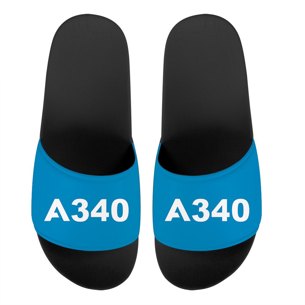 A340 Flat Text Designed Sport Slippers