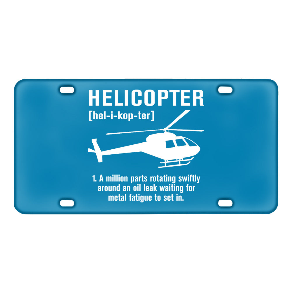 Helicopter [Noun] Designed Metal (License) Plates