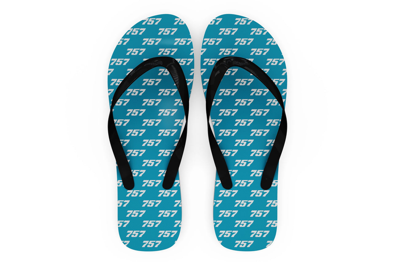 757 Flat Text Designed Slippers (Flip Flops)