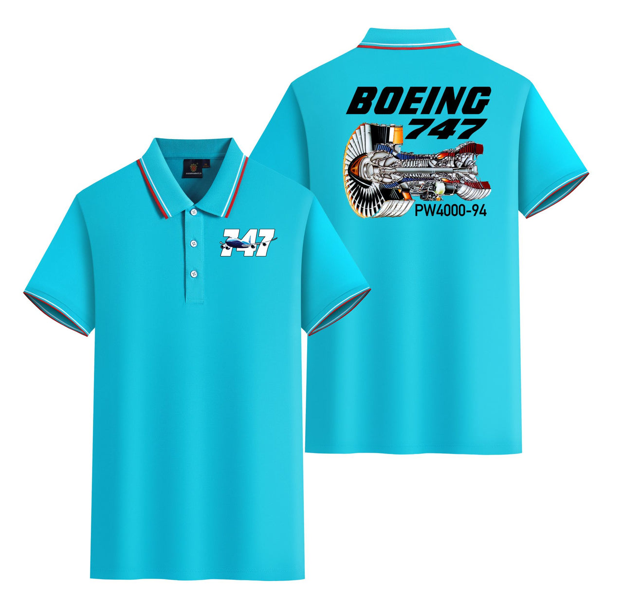 Boeing 747 & PW4000-94 Engine Designed Stylish Polo T-Shirts (Double-Side)