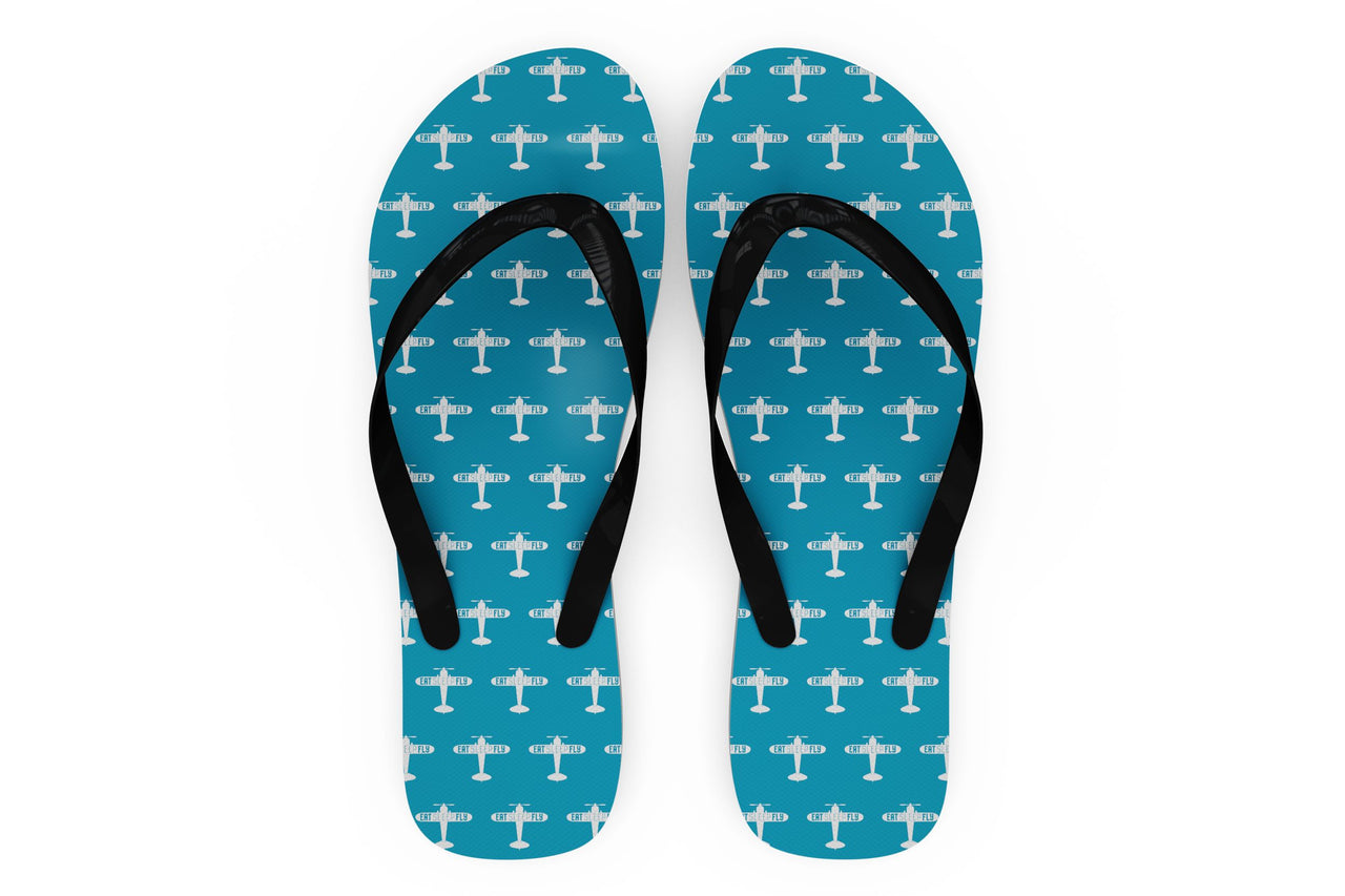 Eat Sleep Fly & Propeller Designed Slippers (Flip Flops)