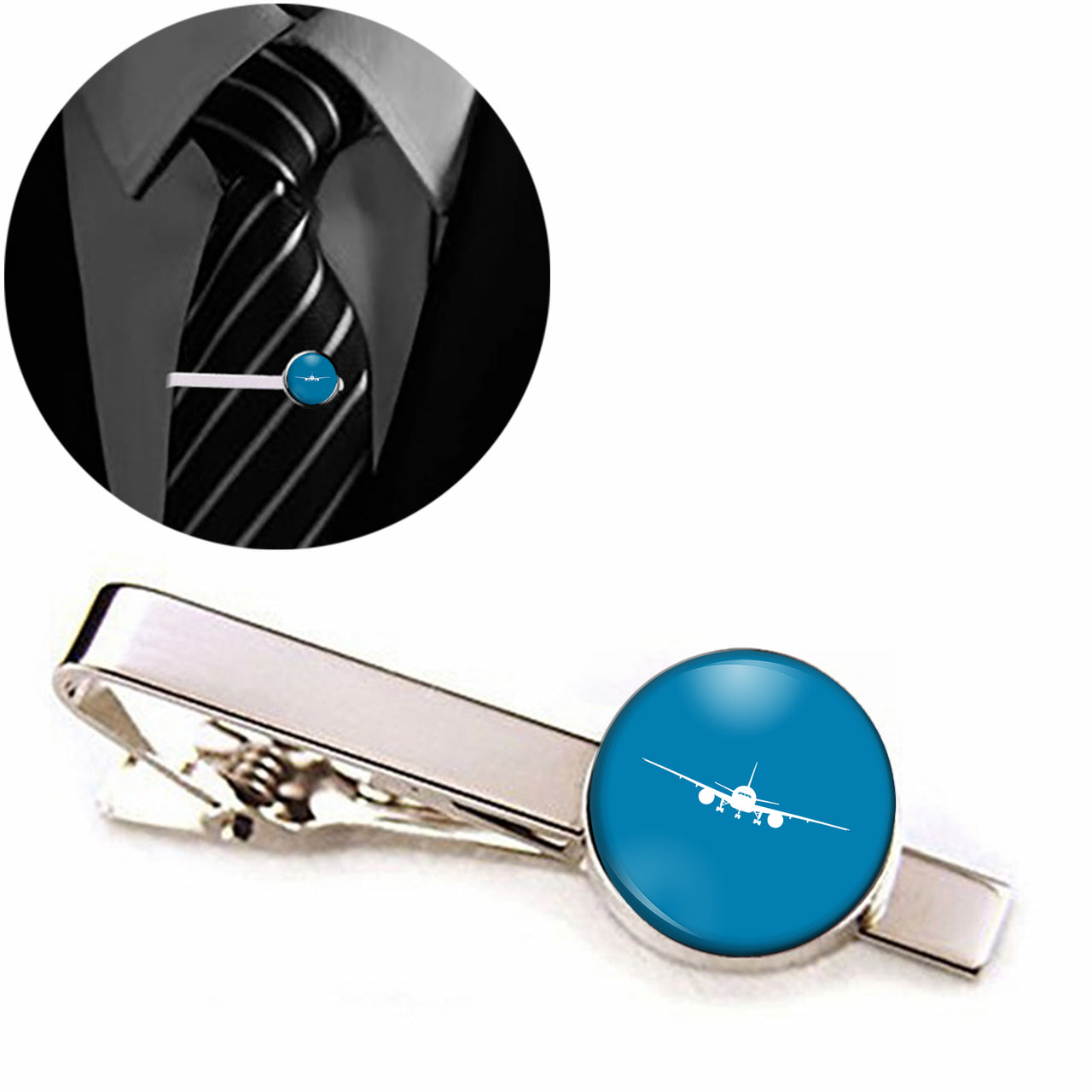 Boeing 777 Silhouette Designed Tie Clips