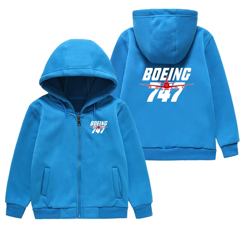 Amazing Boeing 747 Designed "CHILDREN" Zipped Hoodies