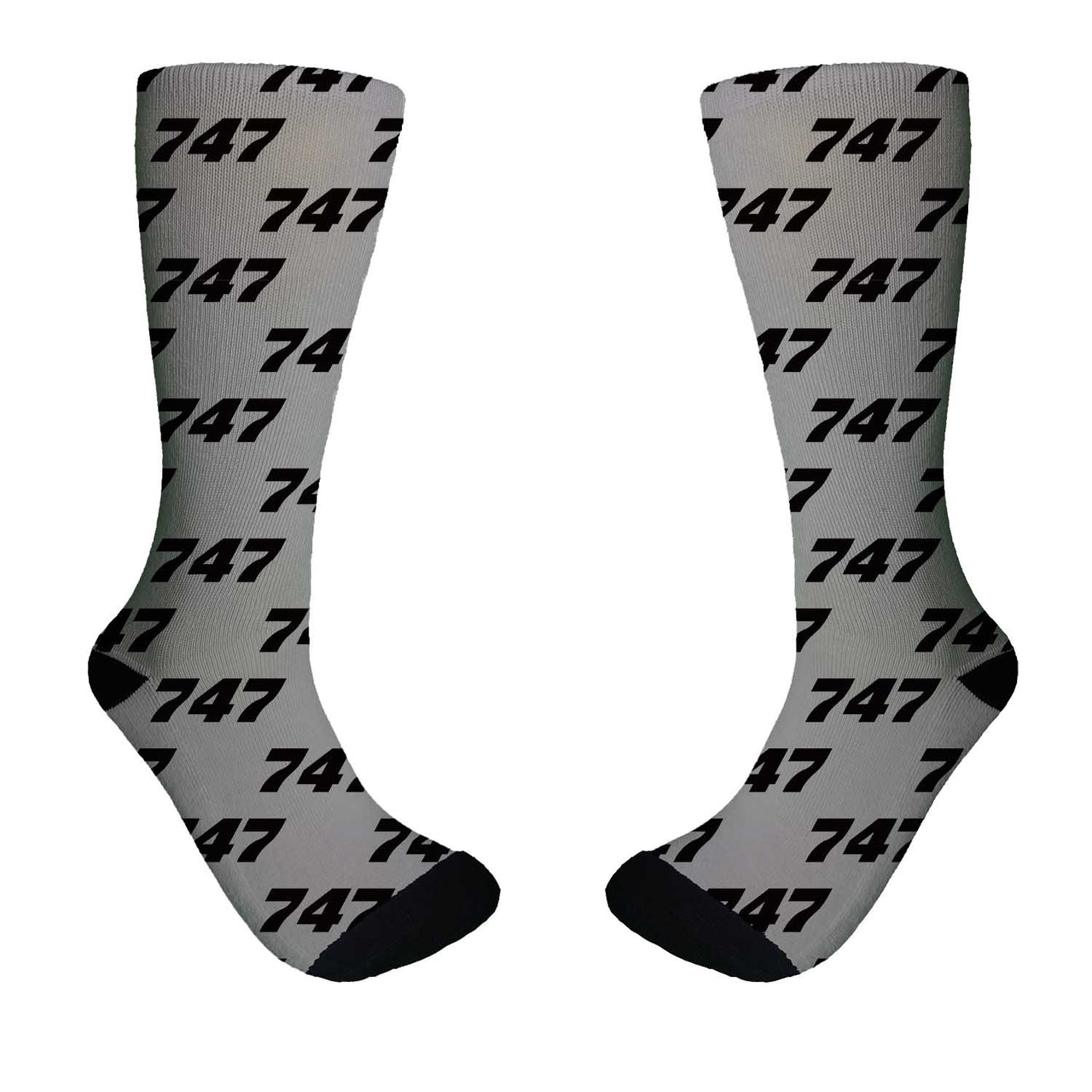 747 Flat Text Designed Socks