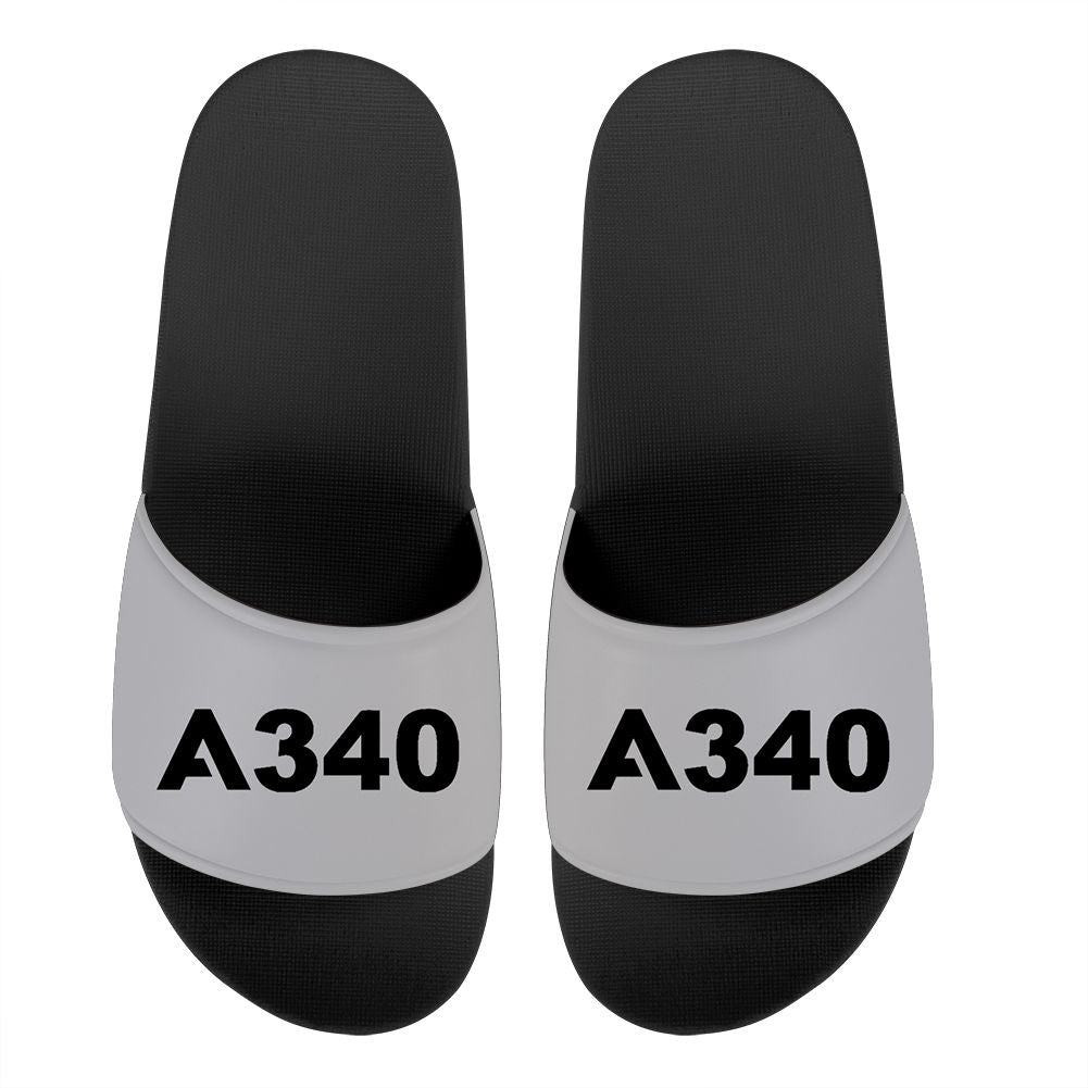 A340 Flat Text Designed Sport Slippers