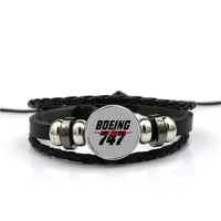 Thumbnail for Amazing Boeing 747 Designed Leather Bracelets