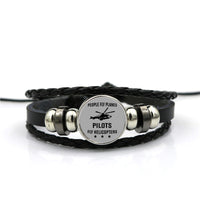 Thumbnail for People Fly Planes Pilots Fly Helicopters Designed Leather Bracelets