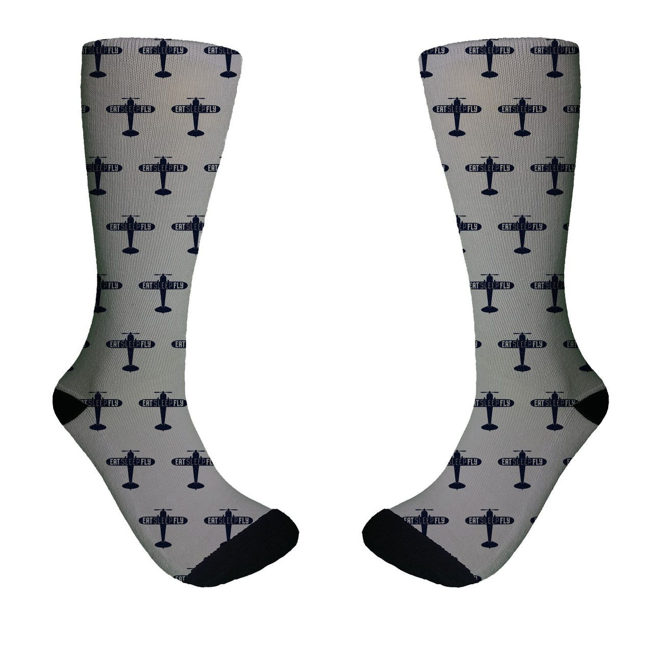 Eat Sleep Fly & Propeller Designed Socks