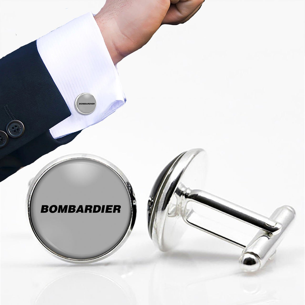 Bombardier & Text Designed Cuff Links