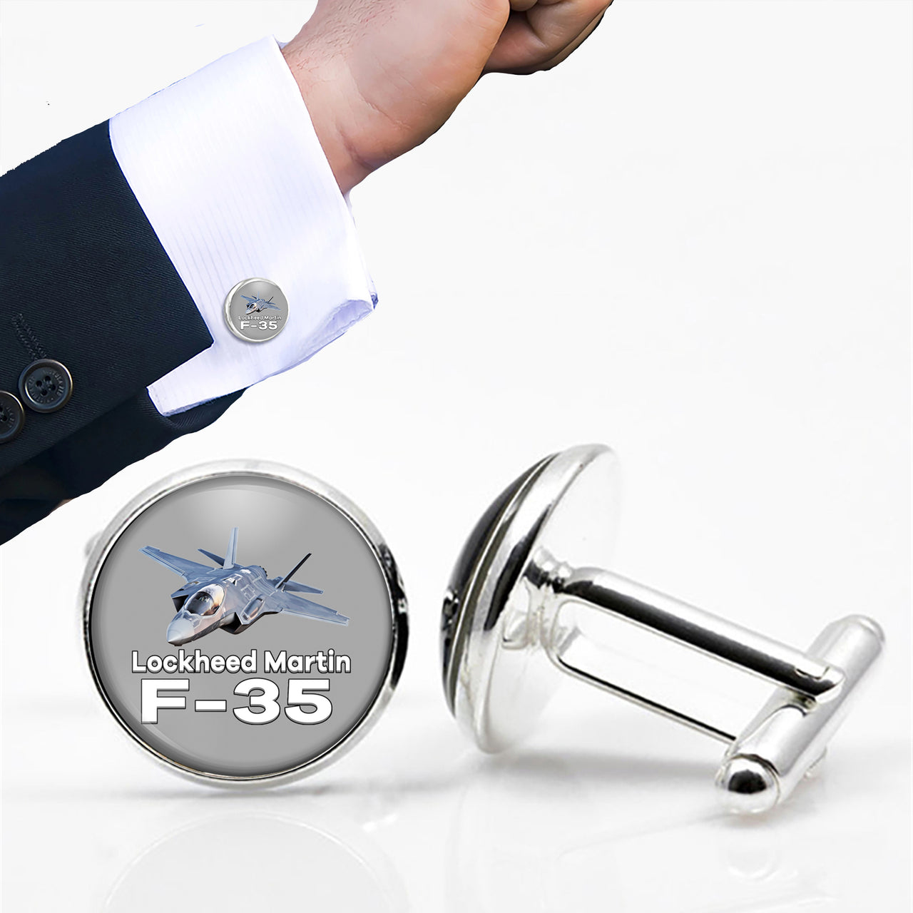 Lockheed Martin top F35 Joint Strike Fighter Cufflinks in Hallmarked Sterling Silver