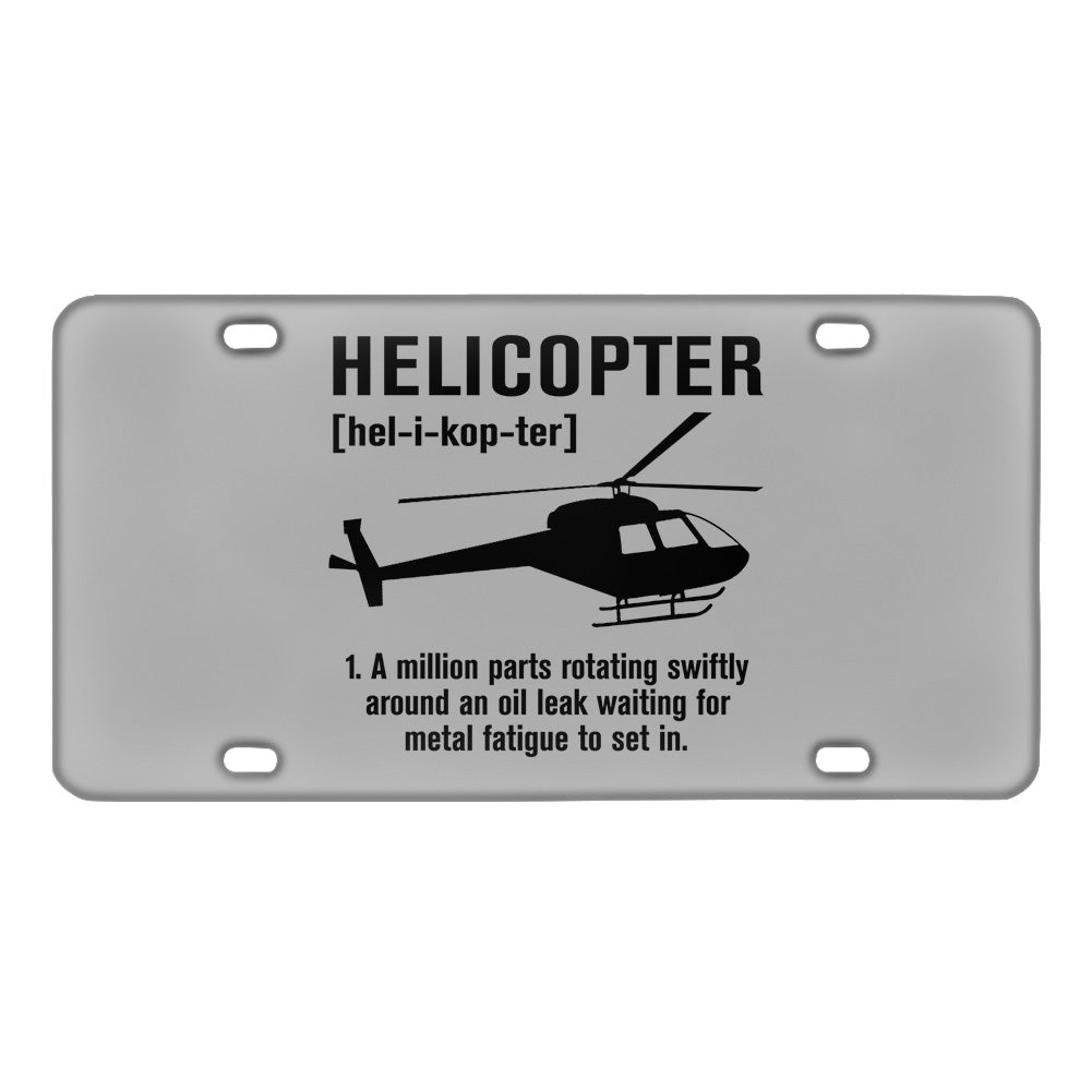 Helicopter [Noun] Designed Metal (License) Plates