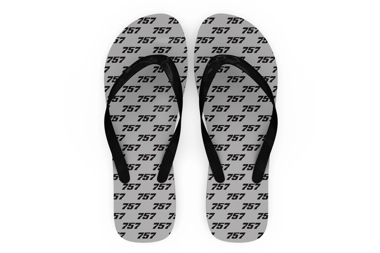 757 Flat Text Designed Slippers (Flip Flops)