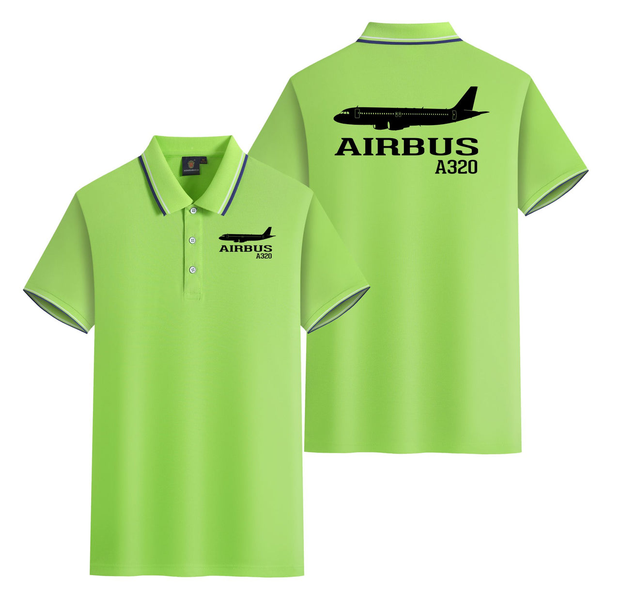 Airbus A320 Printed Designed Stylish Polo T-Shirts (Double-Side)