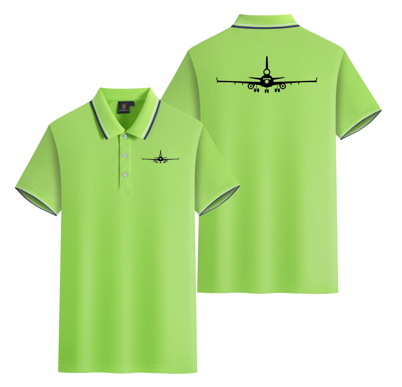 McDonnell Douglas MD-11 Silhouette Plane Designed Stylish Polo T-Shirts (Double-Side)