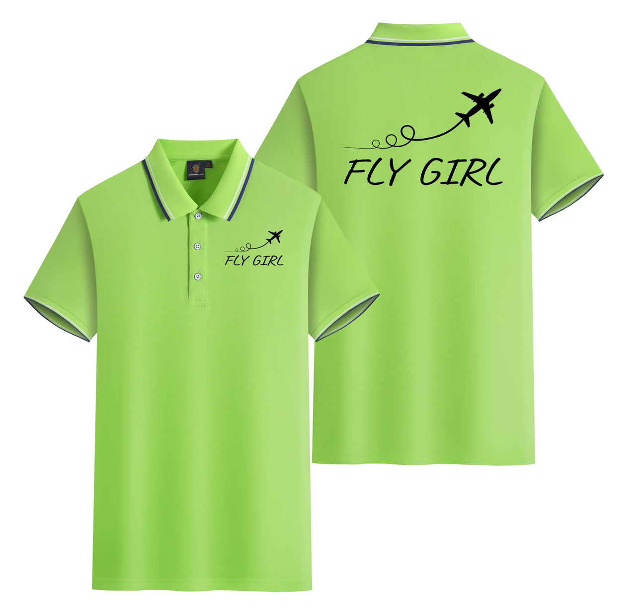 Just Fly It & Fly Girl Designed Stylish Polo T-Shirts (Double-Side)