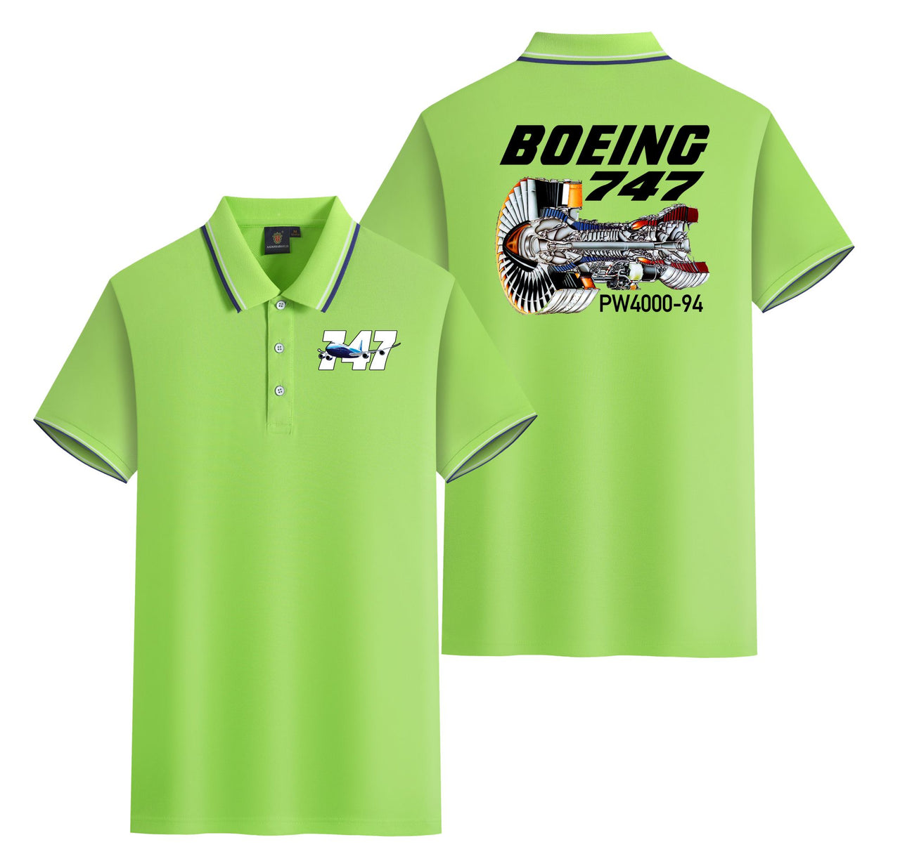 Boeing 747 & PW4000-94 Engine Designed Stylish Polo T-Shirts (Double-Side)