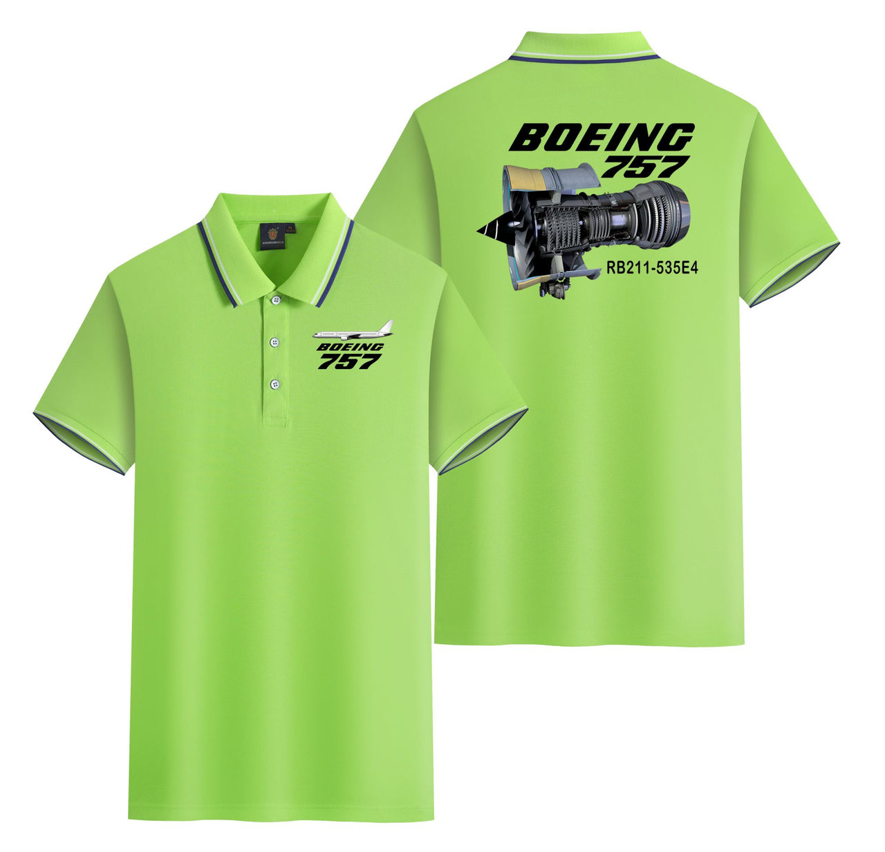 Boeing 757 & Rolls Royce Engine (RB211) Designed Stylish Polo T-Shirts (Double-Side)