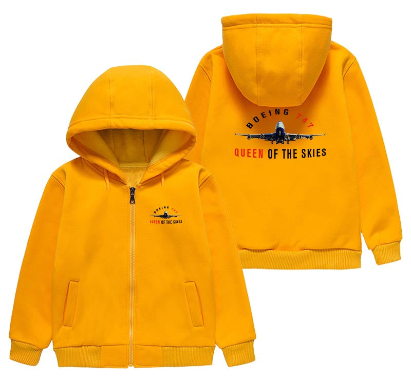 Boeing 747 Queen of the Skies Designed "CHILDREN" Zipped Hoodies