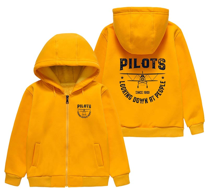 Pilots Looking Down at People Since 1903 Designed "CHILDREN" Zipped Hoodies